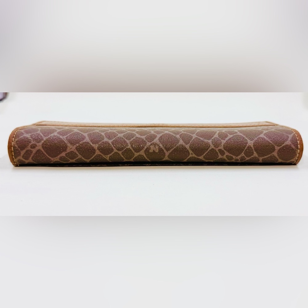Nina Ricci Large Brown Leather Animal Print Wallet W/Optional Crossbody Chain - Picture 11 of 12